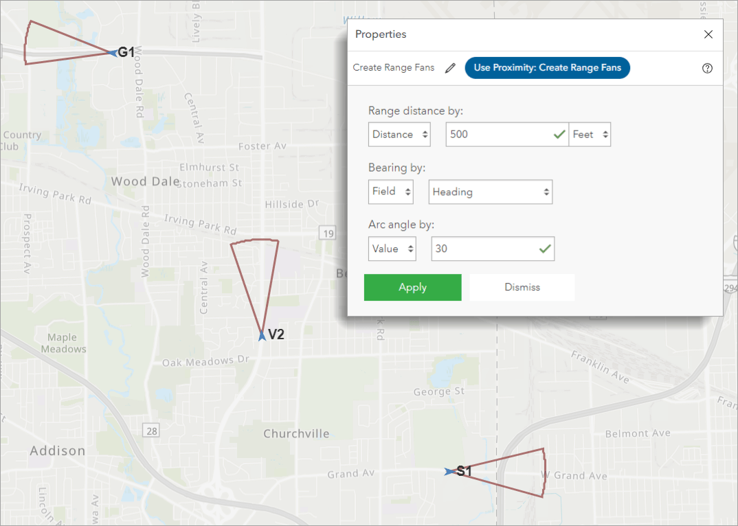 Create Range Fans tool in ArcGIS Velocity