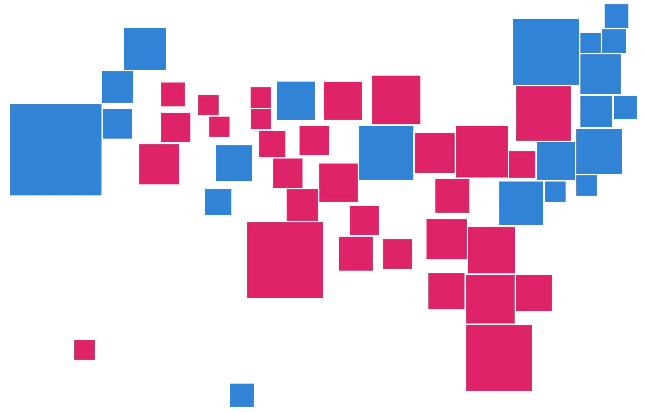 Demers cartogram of US election results