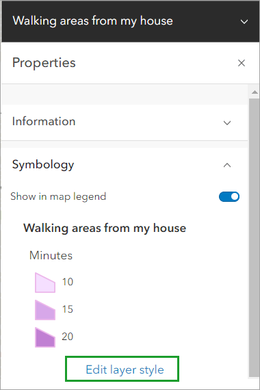 Edit layer style selected from the Symbology section of the Properties pane
