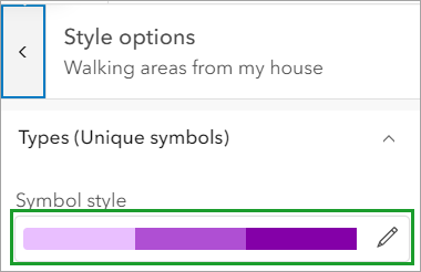 Symbol style selected from the Style options pane Symbol style selected from the Style options pane