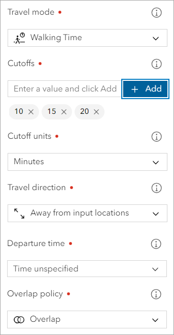 Generate Travel Areas pane Generate Travel Areas pane