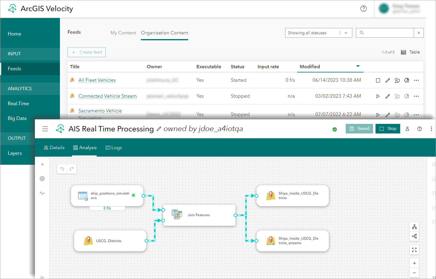 New administrative privileges for ArcGIS Velocity items