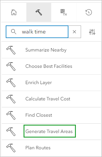 Generate Travel Areas selected from tools list
