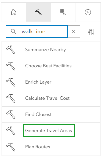 Generate Travel Areas selected from tools list Generate Travel Areas selected from tools list