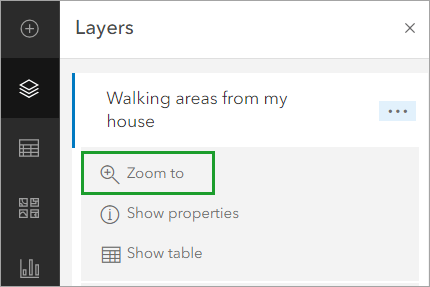 Zoom to selected from layer options Zoom to selected from layer options