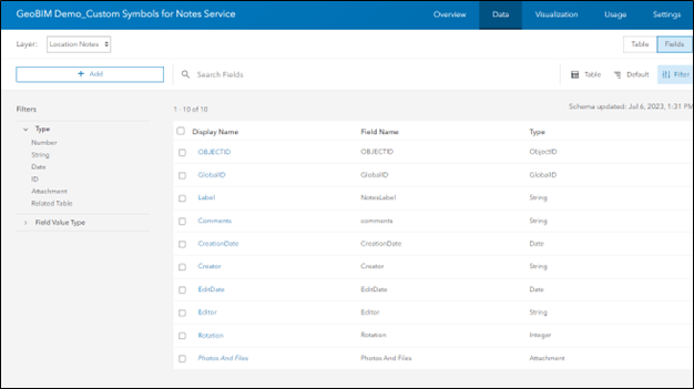 Adding a numeric field type to Location Notes layer