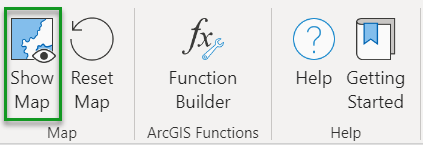 ArcGIS for Excel ribbon with Show Map ArcGIS for Excel ribbon with Show Map