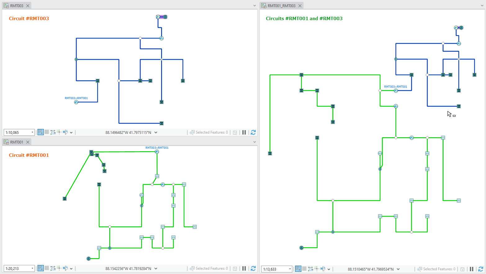 State of the same electric circuit diagram samples after the load balance operation