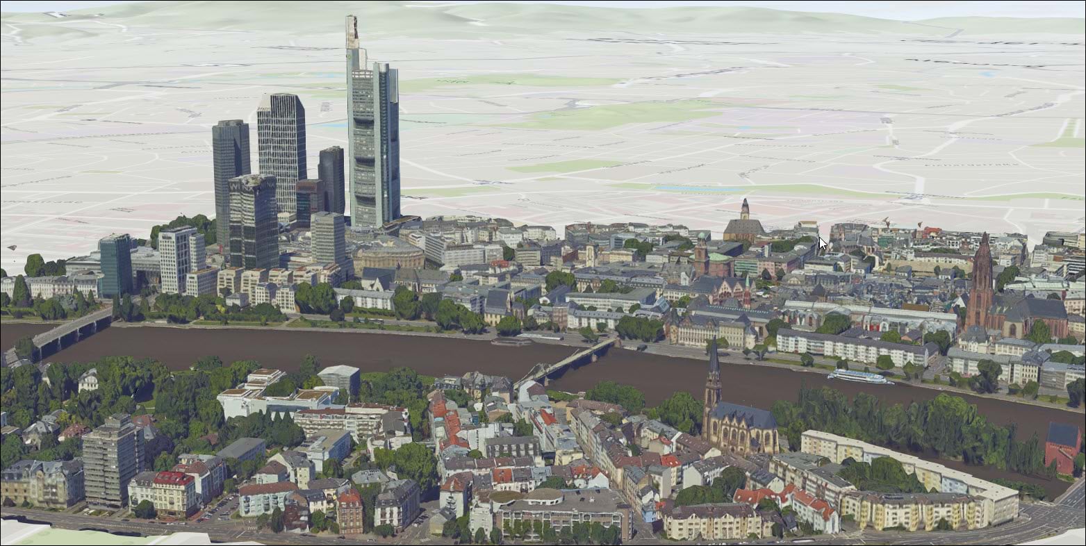 3D textured mesh, Frankfurt, Germany. 3D textured mesh, Frankfurt, Germany.