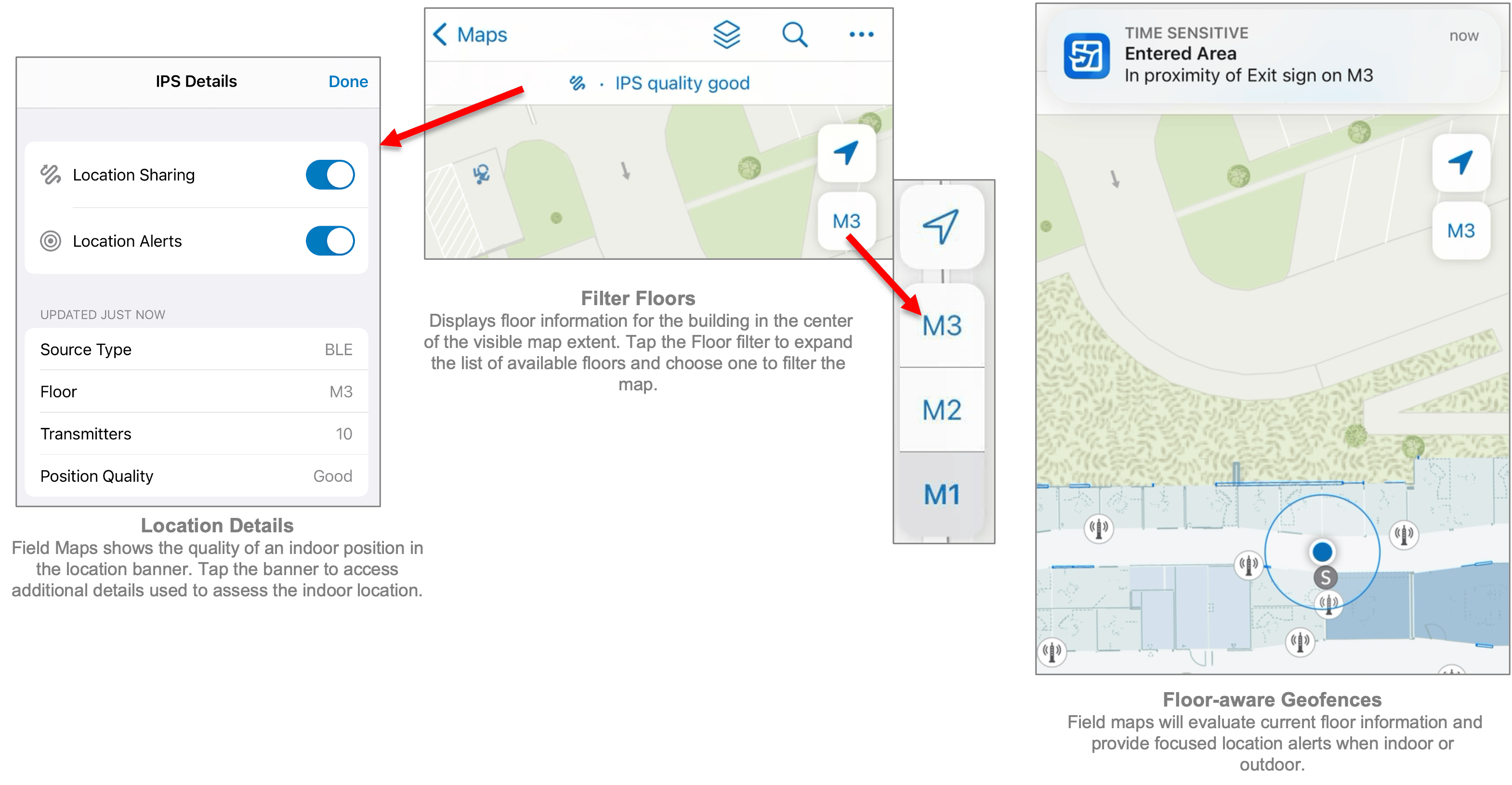 Field Maps supports floor awareness and indoor positioning systems. Field Maps supports floor awareness and indoor positioning systems.