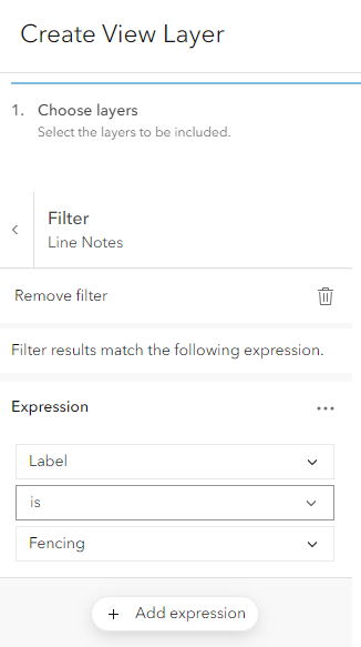 Adding filter expressions for Label field in View Layer.