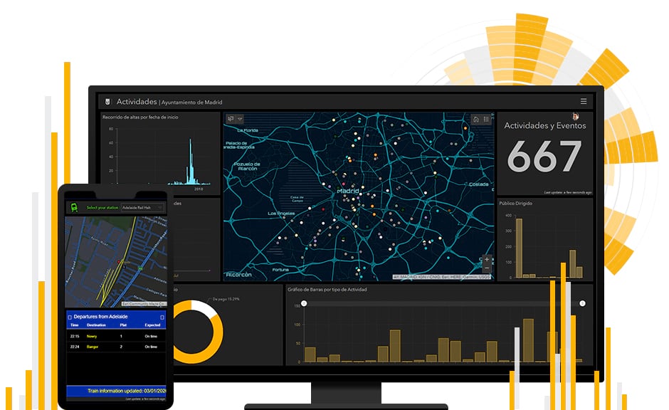 A dashboard on a monitor and mobile phone A dashboard on a monitor and mobile phone