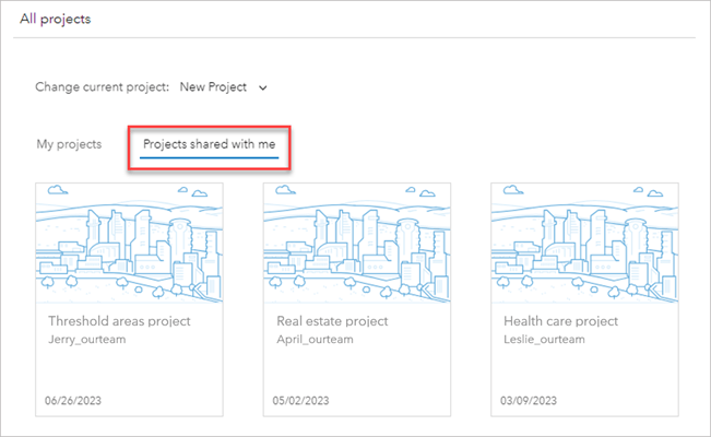 Accessing projects shared with me Accessing projects shared with me