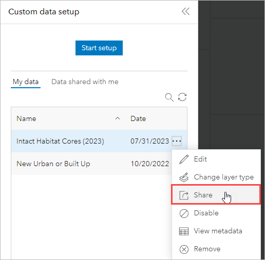 Sharing custom data Sharing custom data
