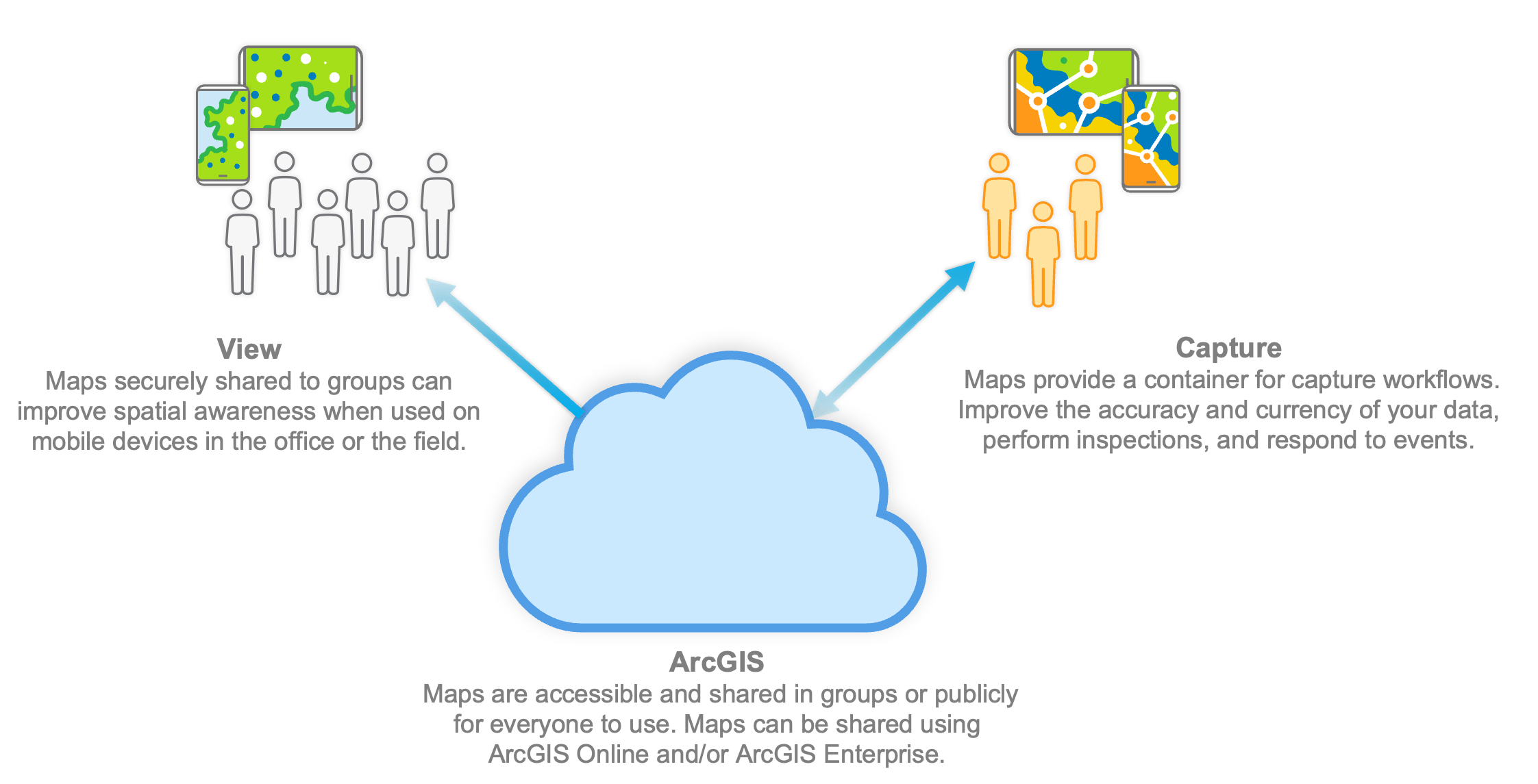 Field Maps supports map viewing and data capture on mobile devices.