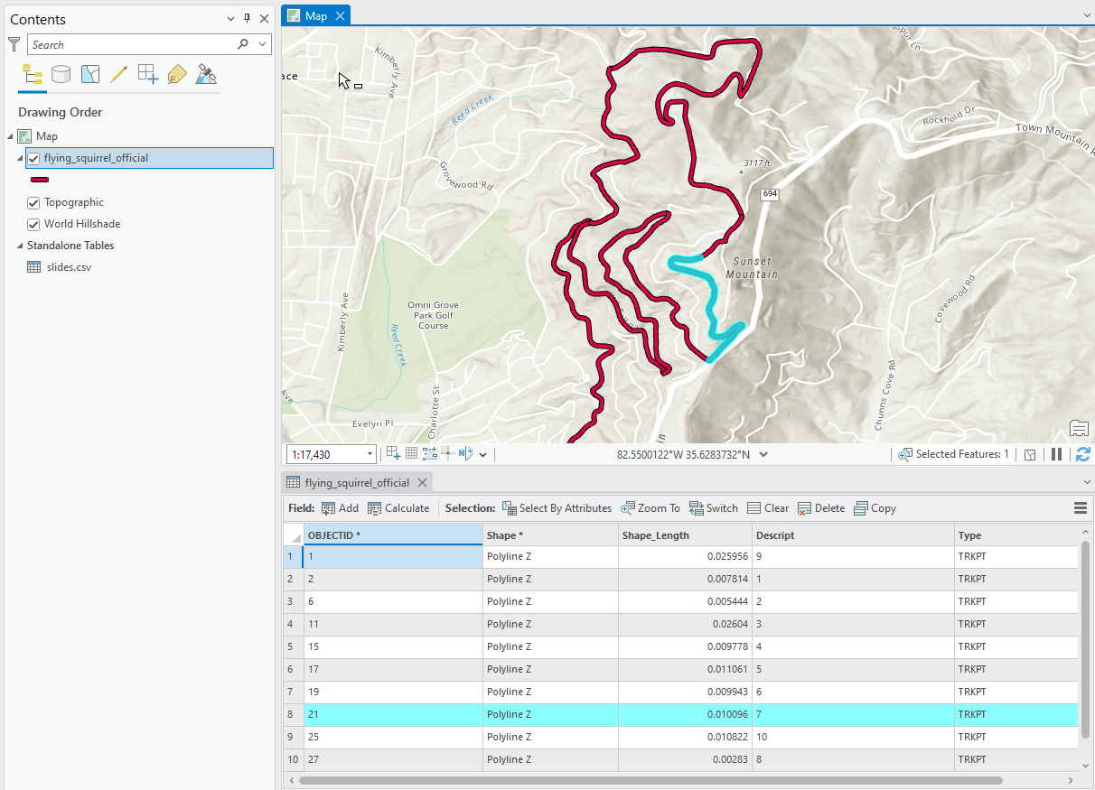 screen shot of arcgis pro editing session