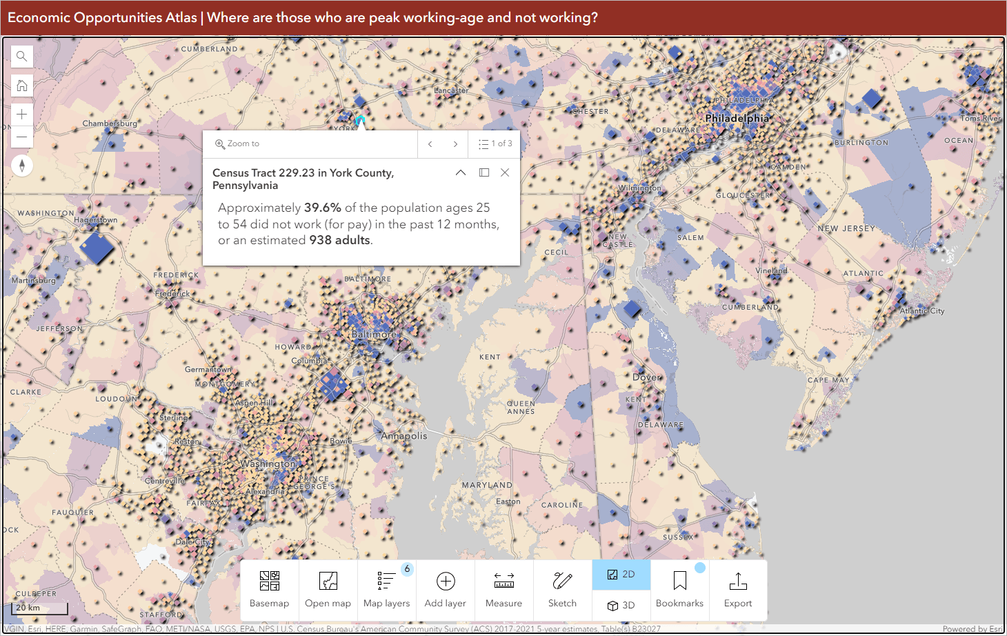 Living Atlas map of where there's a lot of people outside the labor force Living Atlas map of where there's a lot of people outside the labor force