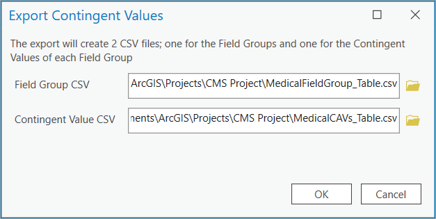 The Export Contingent Values tool