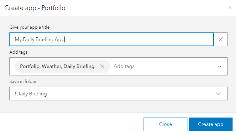 Give the app a name such as my briefing app Give the app a name such as my briefing app