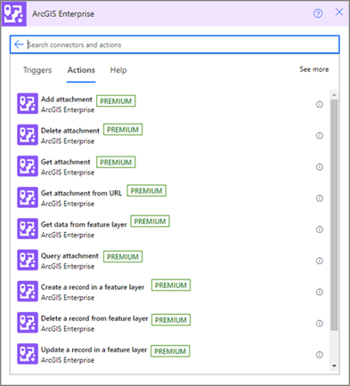 Actions in ArcGIS Connectors for Power Automate