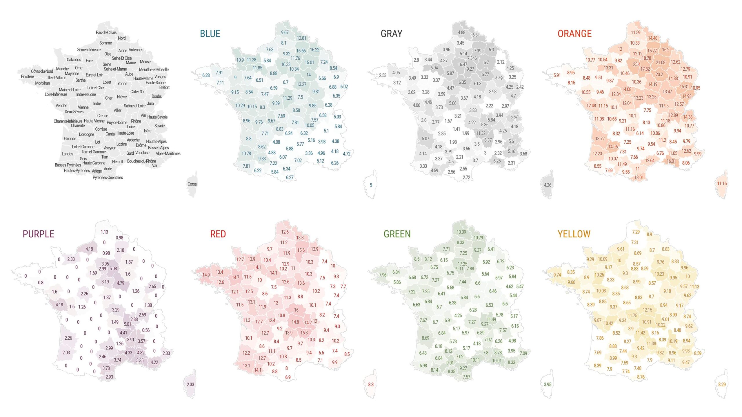 Adaptation of a classic map, using a small multiple layout. Adaptation of a classic map, using a small multiple layout.
