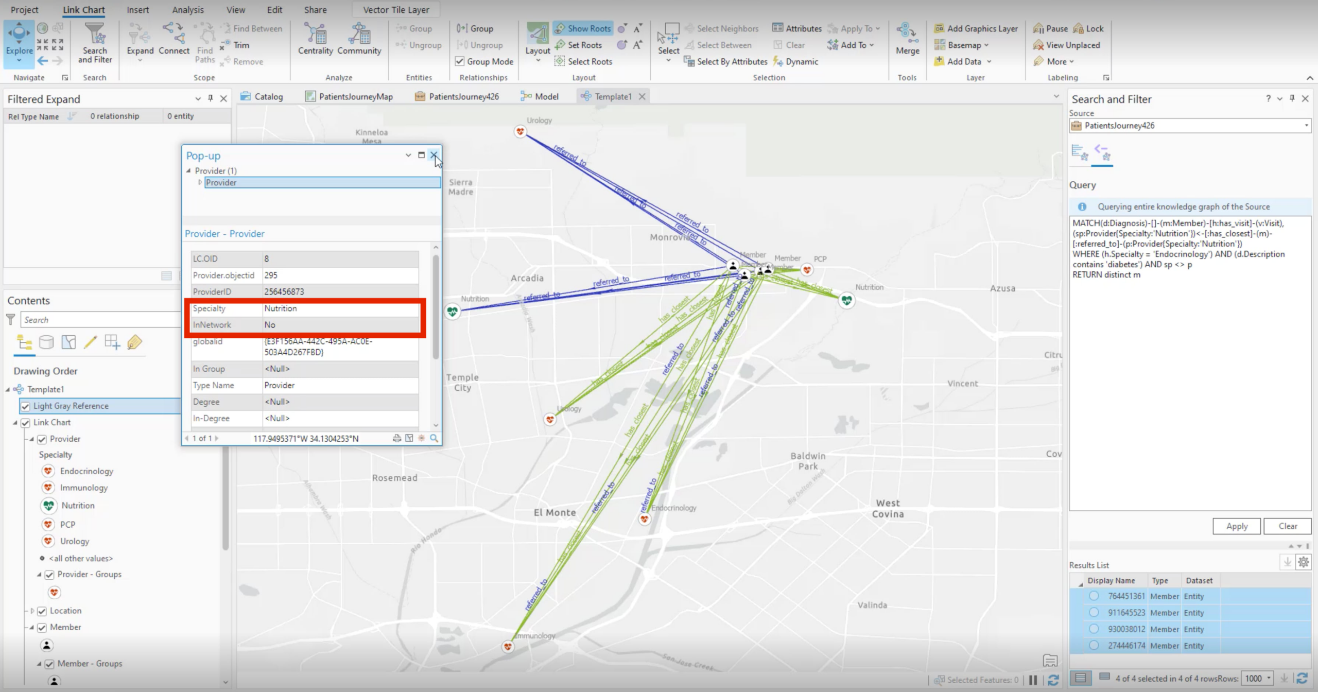 Query of ArcGIS Knowledge graph