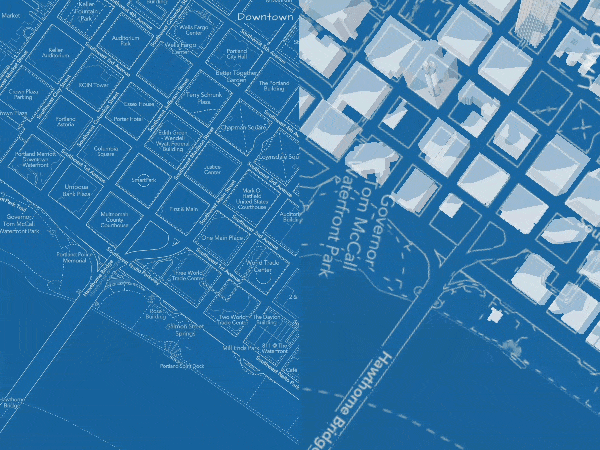 Two maps with synchronized rotation.