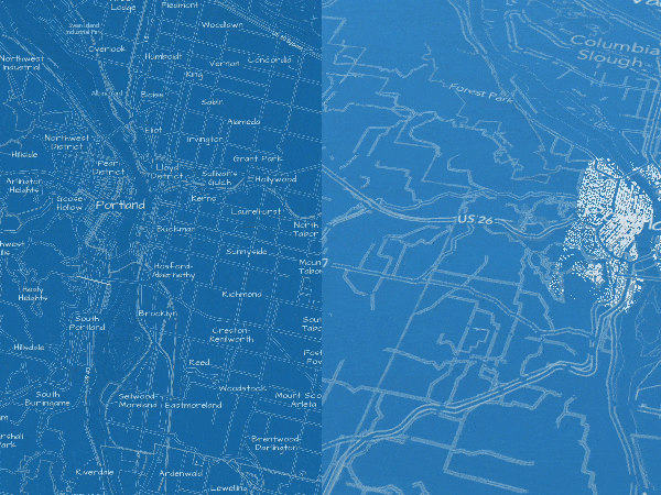 Two maps zooming to the same extent.
