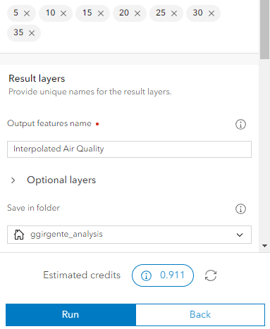 The Interpolate Points tool filled out