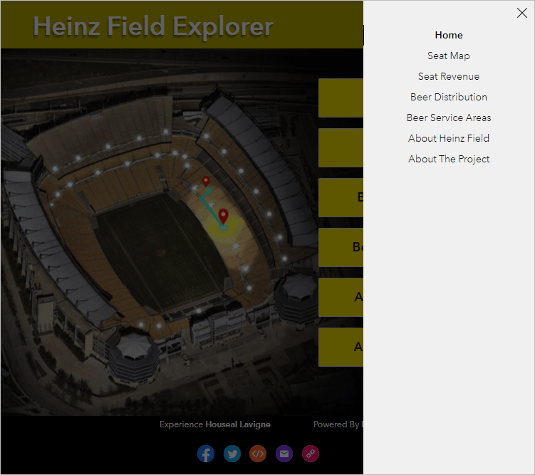 Screenshot of the Heinz Field Explorer vertical menu