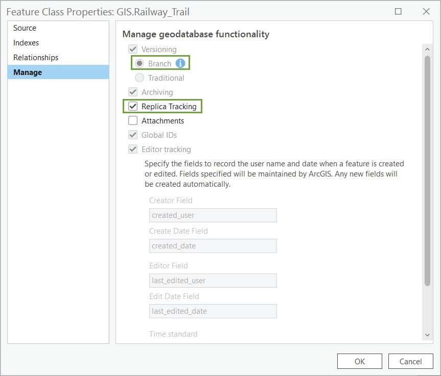 Register feature classes as branch versioned using the Manage tab