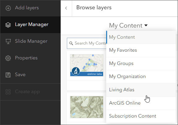 Browse Living Atlas layers