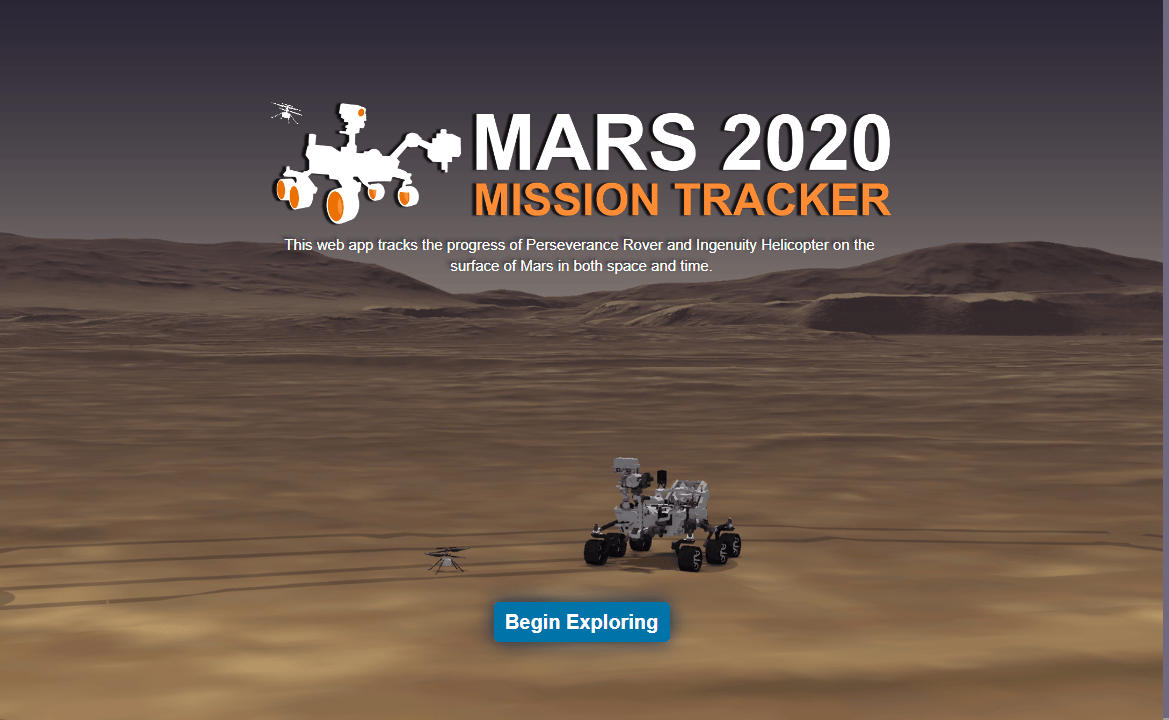 Screenshot of the Mars 2020 Mission Tracker app.