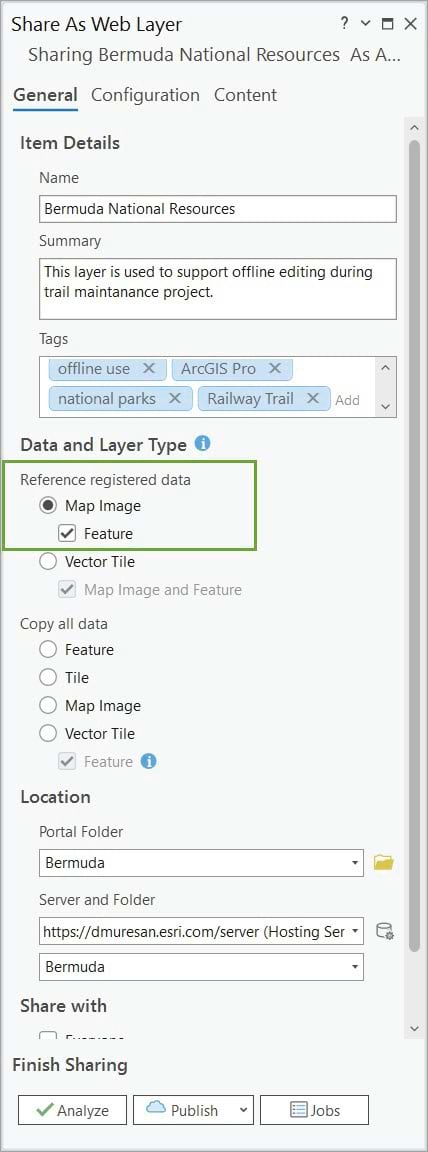 Share Bermuda National Resouces as a web feature layer