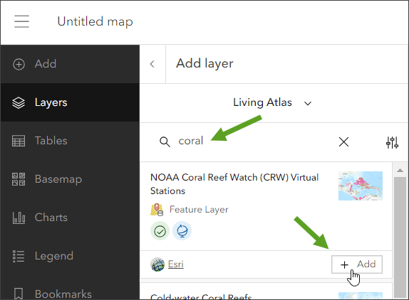 Add layer from Living Atlas Add layer from Living Atlas