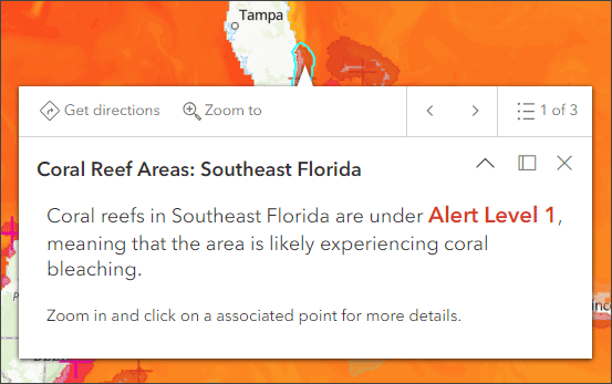 Coral bleaching alert pop-up