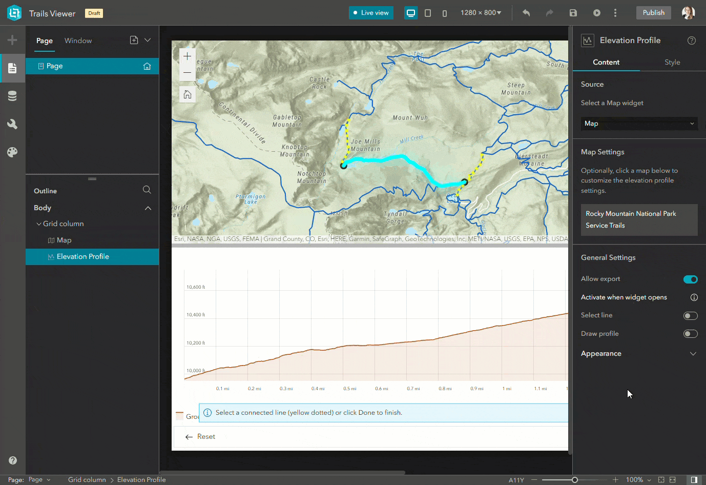 Enabled Intersecting Layers in the Elevation Profile widget