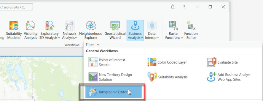 Infographic Editor on the Business Analysis menu