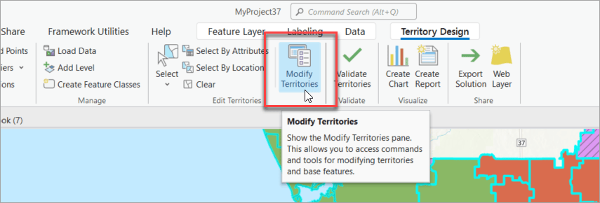 Modify Pane on the Territory Design ribbon.
