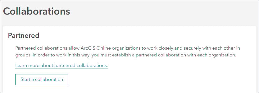 Partnered collaboration section of the Collaborations page