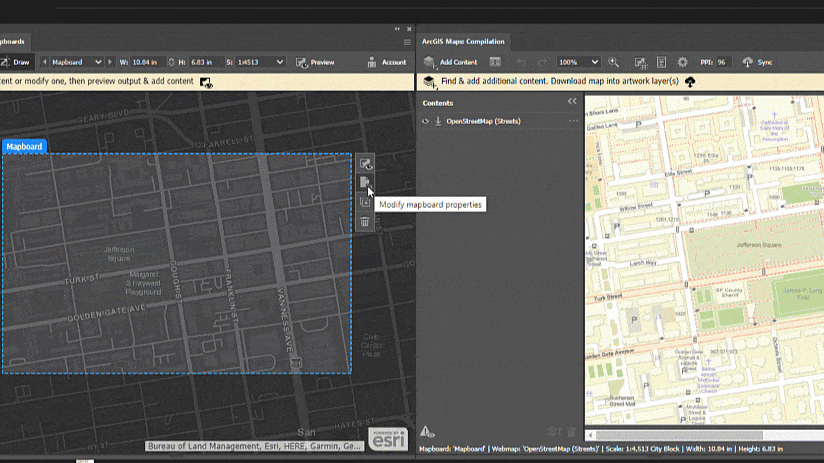 A map in the extension with the level of detail set to buildings. A map in the extension with the level of detail set to buildings.