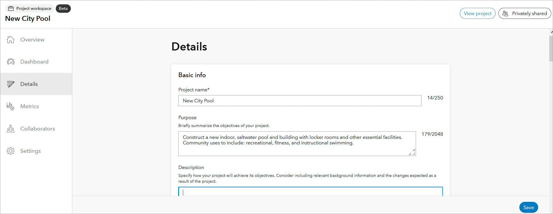 arcgis hub: project workspace details