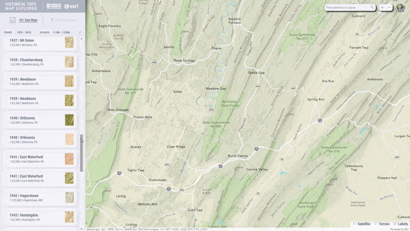 USGS Topo Map Explorer blended hillshade