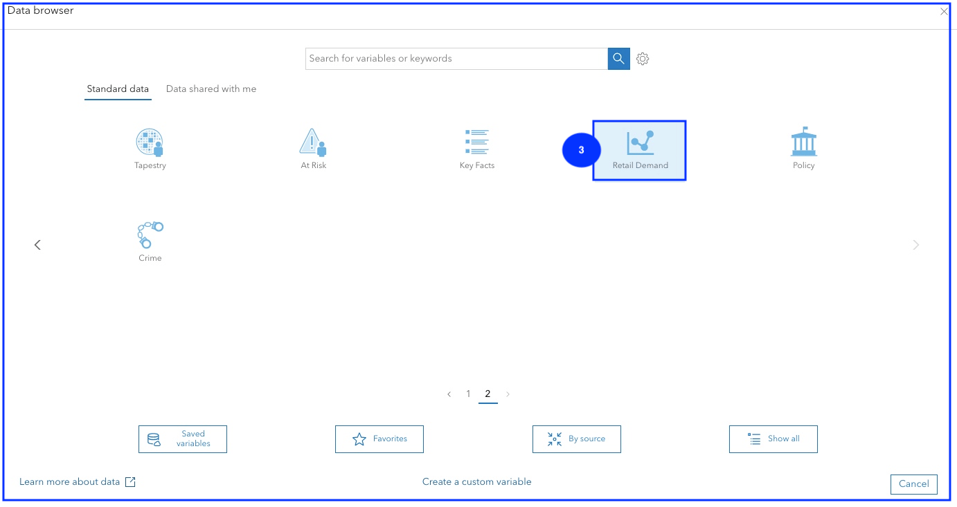 Business Analyst web app data browser access Retail Demand by Industry.