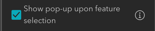 Display pop-ups upon feature selection