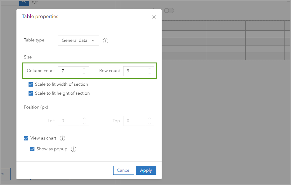 Modify the table properties