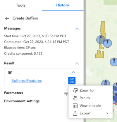 Actions available for an analysis result