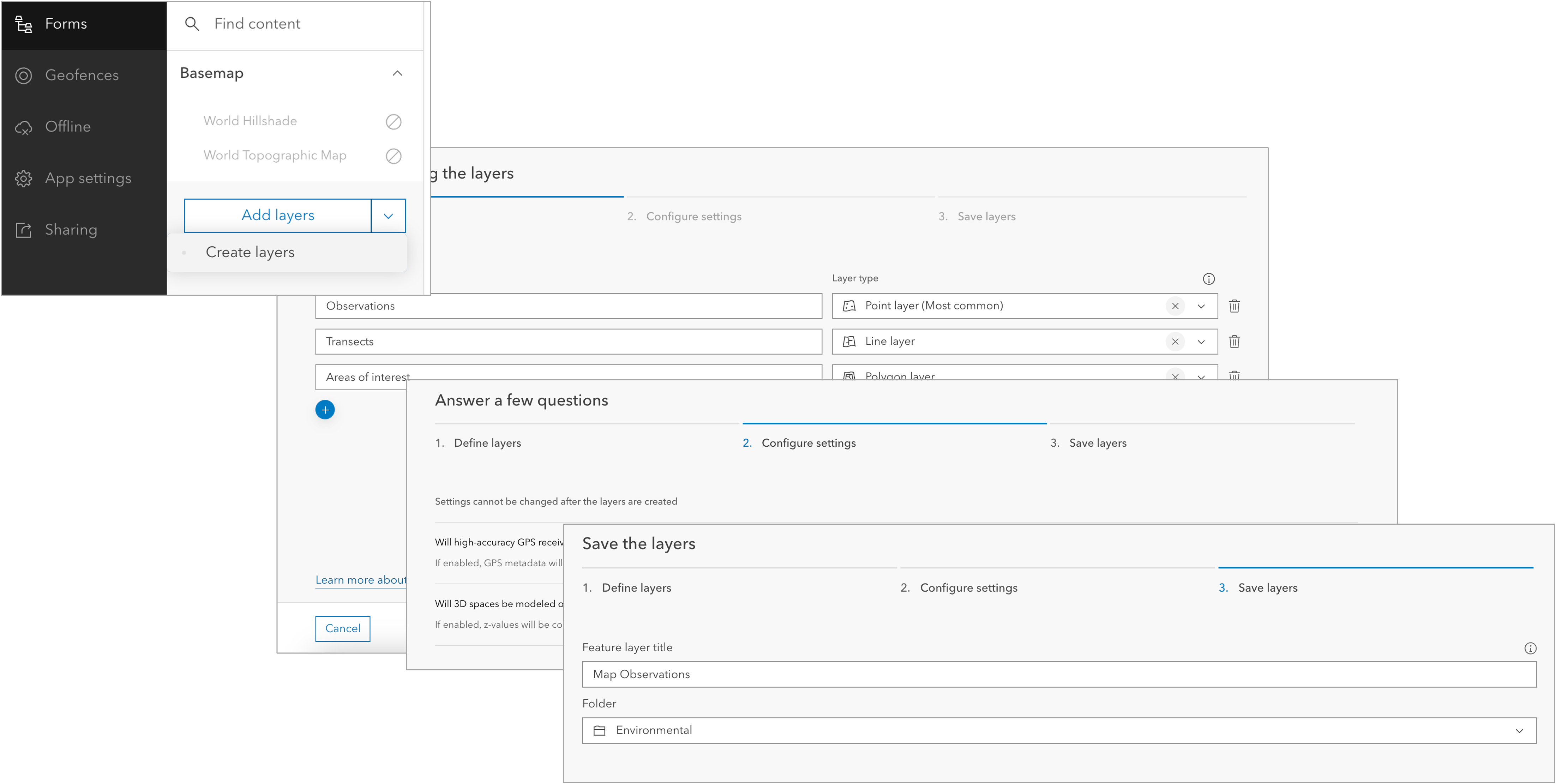Create layers without leaving your map. Create layers without leaving your map.