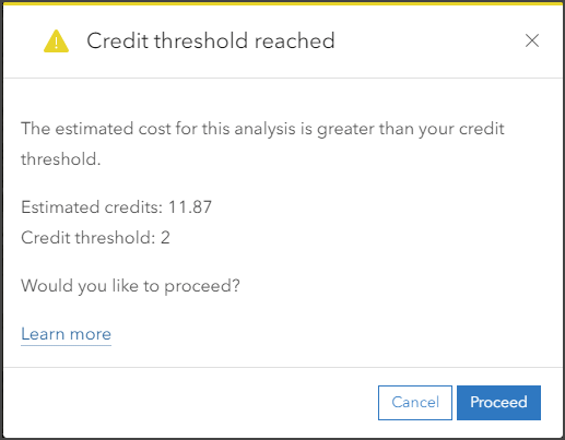 Credit threshold warning