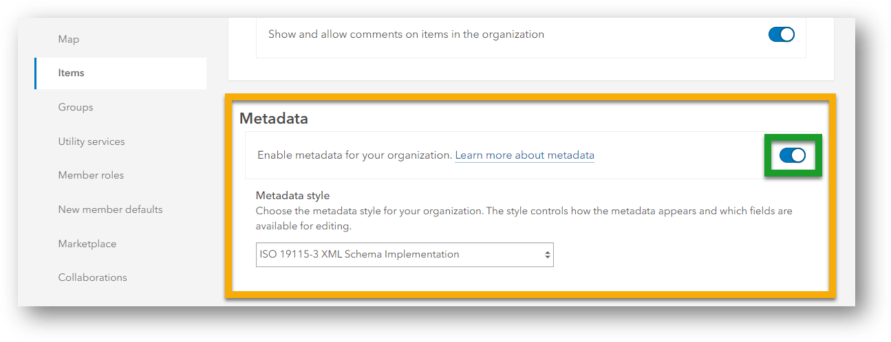 Enable metadata Enable metadata